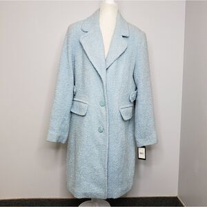 NEW Gallery baby blue boucle princess seam notch‎ collar coat 14